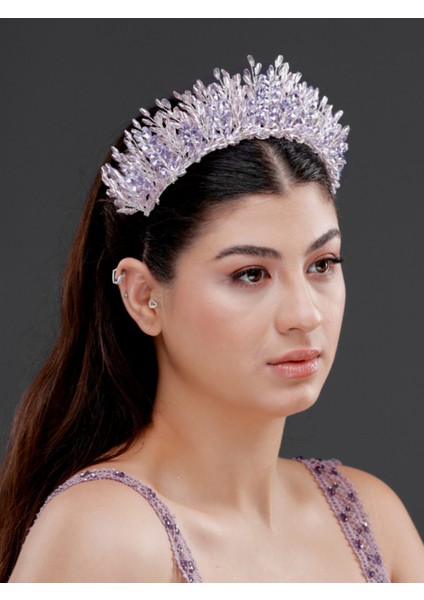 Kristal Detaylı Işıltılı Gelin, Kutlama Tacı – Zarif Taşlı Düğün, Nişan ve Kına Saç Aksesuarı