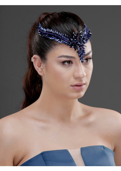 Kristal Taşlı Alın Detaylı Yaprak Form Saç Aksesuarı – Gelin, Kına ve Özel Gün Taç Tokası