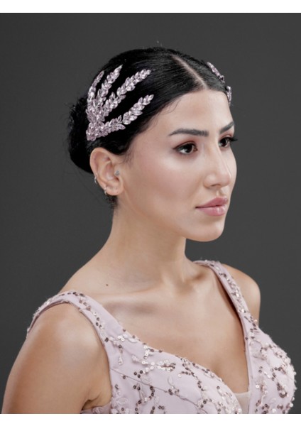 Yaprak Formlu Kristal Taşlı Şık Saç Tokası – Gelin, Nişan ve Özel Gün Saç Aksesuarı