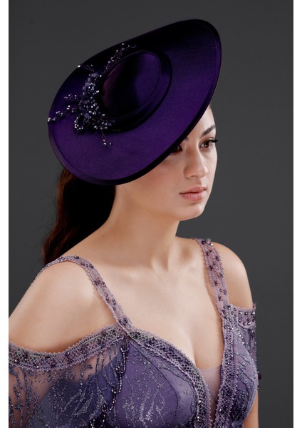 Inci ve Taş Detaylı Özel Tasarım Şapka – Gelin, Nişan, Davet Aksesuarı