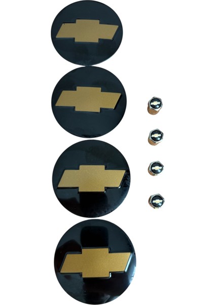 Logo 56 mm Alüminyum Jant Göbek Stıcker ve 4 Adet Alüminyum Logolu Sibop Kapak