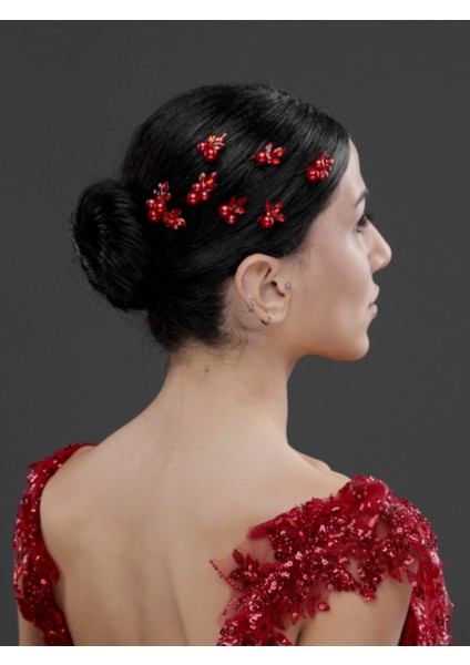 Inci ve Taş Detaylı Minik Çiçekli Topuz Tokası – Gelin, Nişan ve Özel Gün Saç Aksesuarı