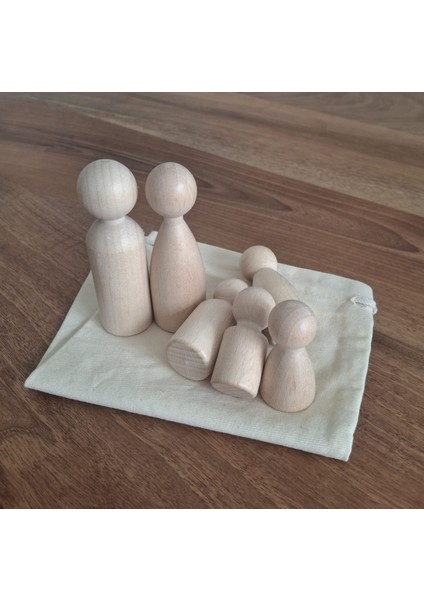 Peg Bebek Aile 6 Lı Masif Insan Figürleri Ahşap Oyuncak Seti modelleri