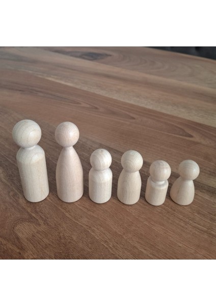 Peg Bebek Aile 6 Lı Masif Insan Figürleri Ahşap Oyuncak Seti fırsatları