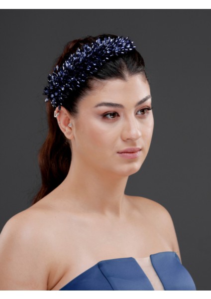 Kristal Boncuk Detaylı Geniş Taç – Gelin, Nişan, Davet ve Özel Gün Saç Aksesuarı