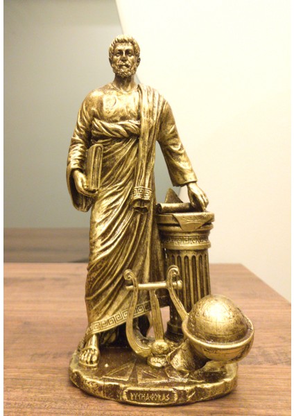 Tasarım Antik Yunan Düşünür Pisagor Biblo 27 cm Ev Dekor Dekoratif Hediyelik