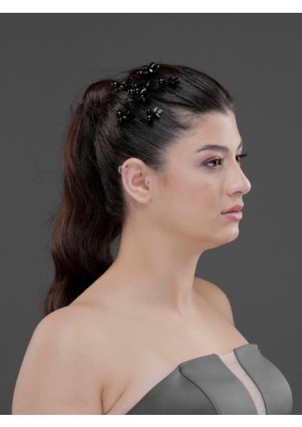 Inci ve Taş Detaylı Minik Çiçekli Topuz Tokası – Gelin, Nişan ve Özel Gün Saç Aksesuarı