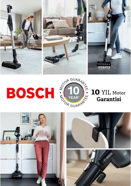 Çift Bataryalı 10 Yıl Motor Garantili Alman Kalitesi LED Başlıklı Başlıklı Süpürge + Bosch Serie 4 Mutfak Robotu
