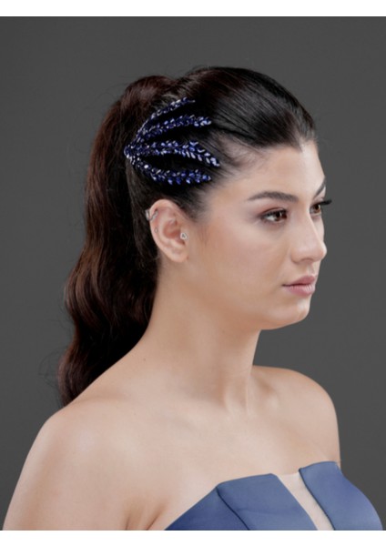Yaprak Formlu Kristal Taşlı Şık Saç Tokası – Gelin, Nişan ve Özel Gün Saç Aksesuarı