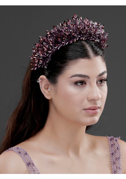 Taş Detaylı Kristal Prenses Taç – Işıltılı Gelin, Nişan ve Özel Davet Saç Aksesuarı