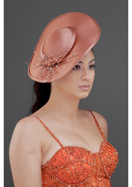 Inci ve Taş Detaylı Özel Tasarım Şapka – Gelin, Nişan, Davet Aksesuarı