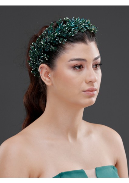 Kristal Taşlı Geniş Form Zarif Taç – Gelin, Nişan ve Özel Gün Saç Aksesuarı