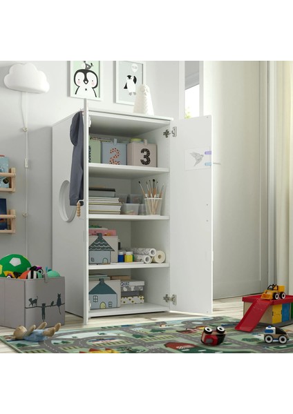 Platsa Smastad Çocuk Gardırobu Beyaz Gri 60 x 57 x 123 cm fırsatları