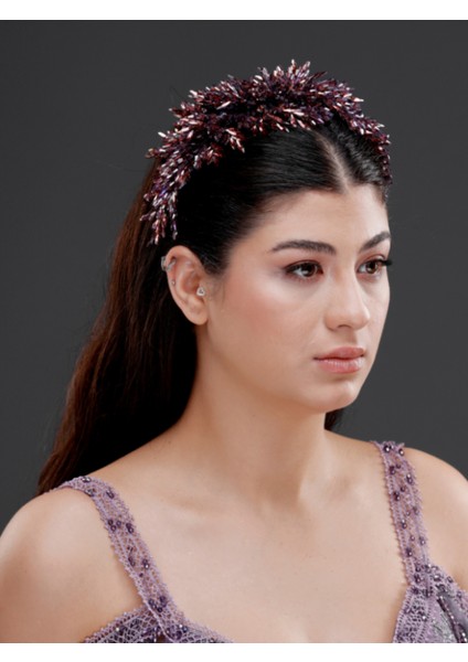 Kristal Boncuklu Geniş Taç – Işıltılı Özel Gün ve Davet Saç Aksesuarı