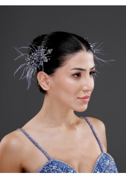 Inci ve Tüy Detaylı Gelin, Nişan ve Özel Davet Saç Aksesuarı