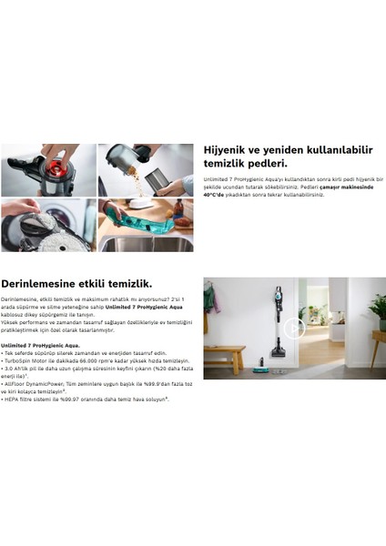 Islak & Kuru Temizlik, Güçlü Emiş,hafif Tasarım 80 Dk Uzun Pil Ömrü BCS71HYG1 , Bosh Serie 4 Mutfak Robotu