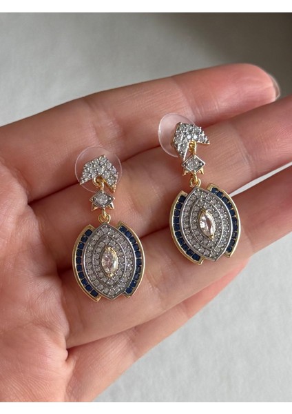 Mavi Taşlı Tasarım Küpe fiyatları