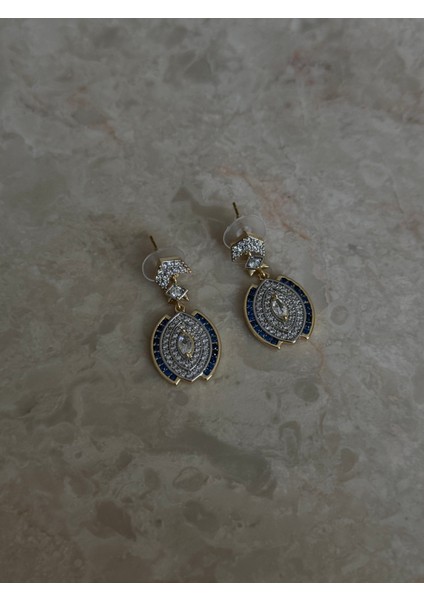 Mavi Taşlı Tasarım Küpe fırsatları