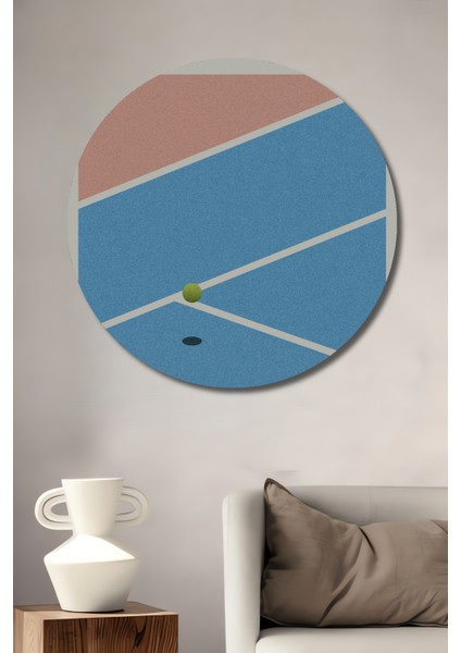 Retro Tenis Sahası Dekoratif Ahşap Mdf Ev/işyeri Duvar Tablo Yuvarlak Ev/işyeri Duvar Tablo