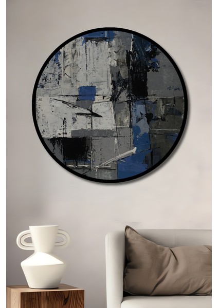 Çerçeve Görünümlü Soyut Sanat Dekoratif Ahşap Mdf Işyeri Duvar Tablo Yuvarlak Işyeri Duvar Tablo