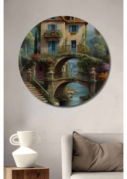 Rüya Gibi Nehir Kıyısı Ahşap Mdf Dekoratif Ev/işyeri Duvar Tablo Yuvarlak Ev/işyeri Duvar Tablo