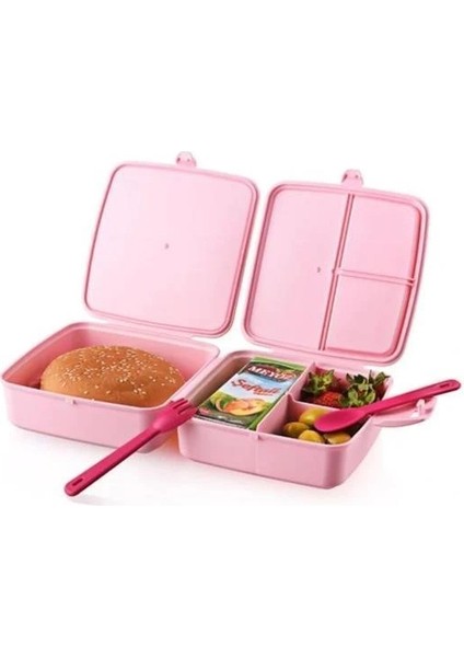 Buffer® Kendiliğinden Kaşık Çatallı Beslenme Kutusu 4 Bölmeli Çocuk Beslenme Kabı Saklama Kutusu fırsatları