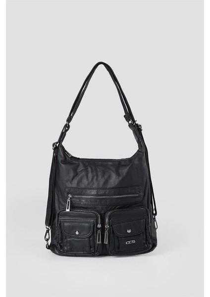 Kinya Siyah Cilt Omuz Çantası