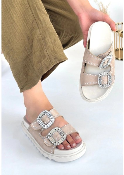 Juana Bej Nubuk Taşlı Terlik