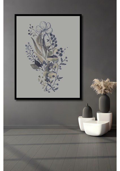 Çerçeve Görünümlü Çiçekli Dekoratif Ahşap Mdf Işyeri Duvar Tablo Dikdörtgen Işyeri Duvar Tablo