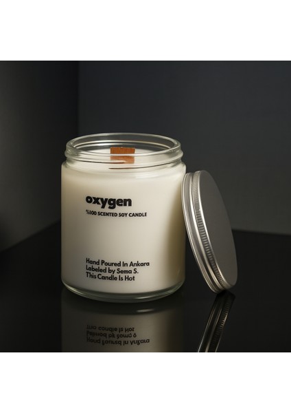 : Oxygen : Cam Kavanozda Kokulu %100 Soya Mum (Limon, Bergamot, Iris Çiçeği, Ylang Ylang)