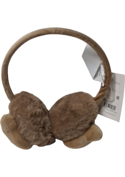 Kepp Model Unisex Çocuk Kahverengi Renk Kedi Figürlü Sıcak Tutan Kışlık Peluş Kulaklık modelleri