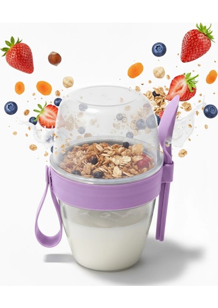Pratik Kaşık Çatallı Müsli Yoğurt Yulaf Salata ve Atıştırma Kabı 700 ml - CZ116 fiyatları