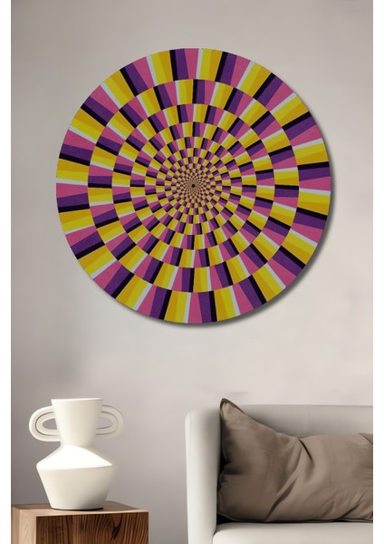 Renkli Optik Illüzyon Dekoratif Ahşap Mdf Ev/işyeri Duvar Tablo Yuvarlak Ev/işyeri Duvar Tablo