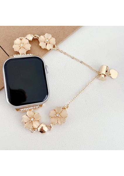 Apple Watch 38-40-41MM Flower Metal Çiçekli Renkli Kordon – Şık ve Zarif Tasarım