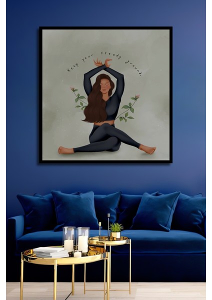 Çerçeve Görünümlü Yoga Yapan Kadın Dekoratif Ahşap Mdf Ev Duvar Tablo Dikdörtgen Ev Duvar Tablo