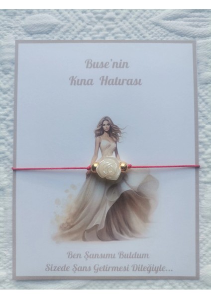 24 Adet Kişiye Özel Gül Inci Model Düğün Nikah Nişan Söz Kına Hatırası Dağıtmalık Hediyelik Bileklik