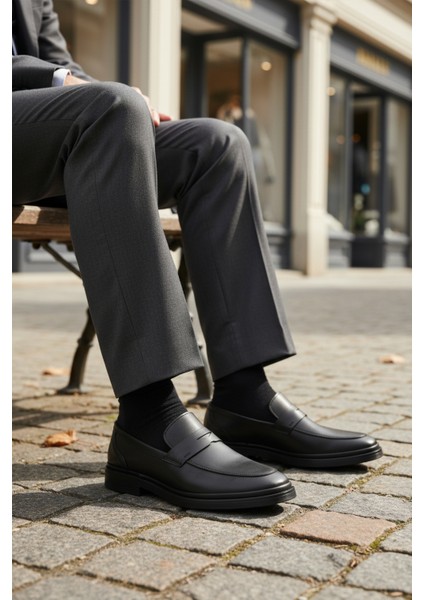 Siyah Hakiki Deri Erkek Günlük Ayakkabı Dsn 2033 M