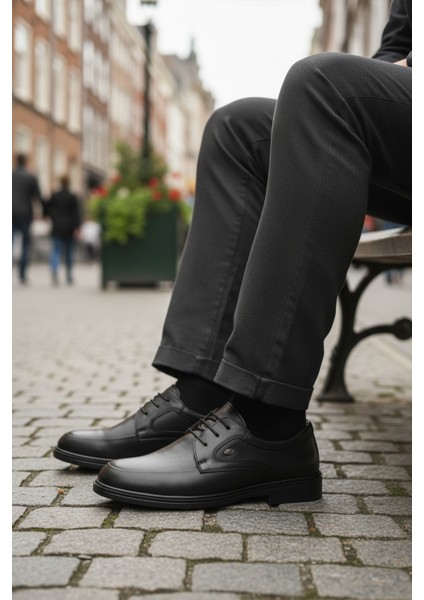 Siyah Hakiki Deri Erkek Günlük Ayakkabı Dsn 2037 M