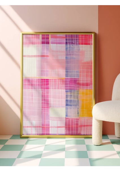 Pembe Geometri Dijital Baskı Poster (Çerçevesiz)
