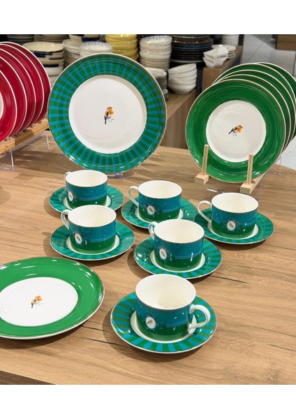 NCY-08548 Acar Lumiere 19 Parça Pasta Seti – Porselen Çay Fincanlı Sunum ve Hediye Seti