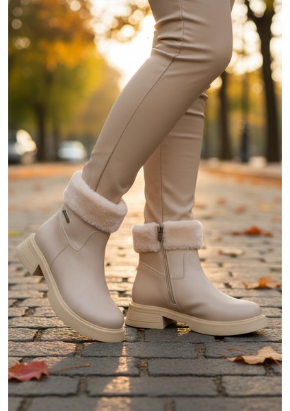 Krem Içi Polarlı Kadın Bot PC-55268 Z