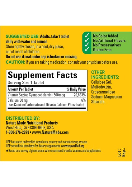 Vitamin B12 500 Mcg 100 Tablets fiyatları