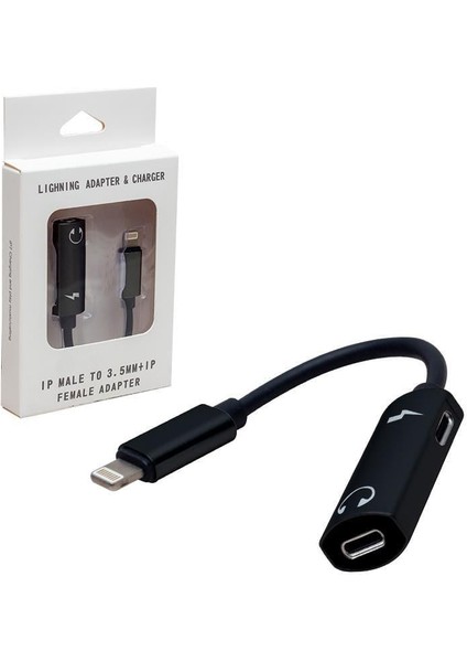 PM-3770 2in1 Lightning Girişli Şarj ve Kulaklık Çevirici Kablo