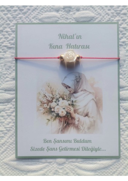 24 Adet Kişiye Özel Gül Inci Model Düğün Nikah Nişan Söz Kına Hatırası Dağıtmalık Hediyelik Bileklik