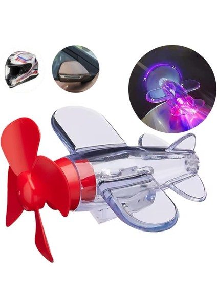 SN-26786 LED Işıklı Motosiklet Süs Uçağı Pilsiz Çalışan, Kırmızı-Mavi Işık Efektli