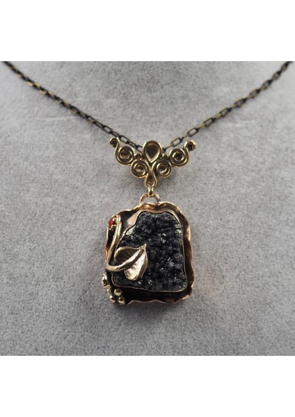 Doğal Ametist Taşlı Bakır Kolye