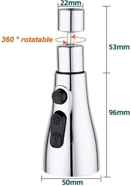 3 Fonksiyonlu Metalik Musluk Başlığı fiyatları