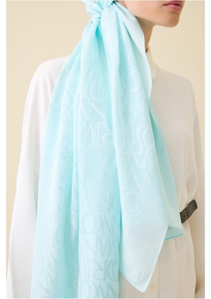 Imza Monogram Bordo Shiny Jakar Şal 70X200