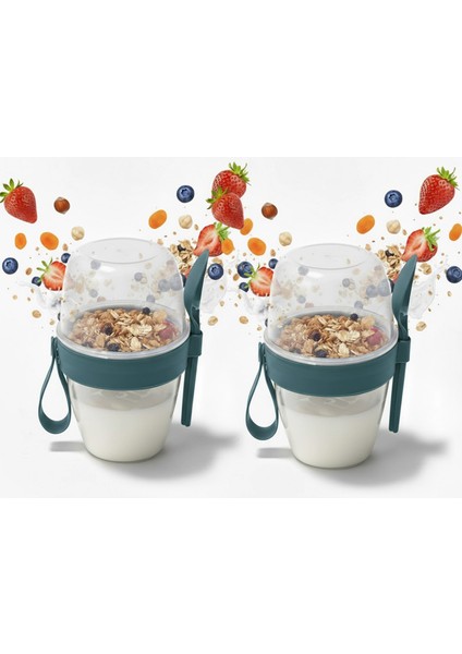 Pratik Kaşık Çatallı Müsli Yoğurt Yulaf Salata ve Atıştırma Kabı 700 ml 2 Adet CZ117 fiyatları