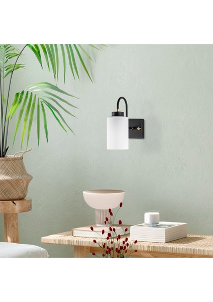 Duzsuz Modern Tekli Cam Aplik Siyah, Dekoratif Duvar Lambası DUZSUZ-13141